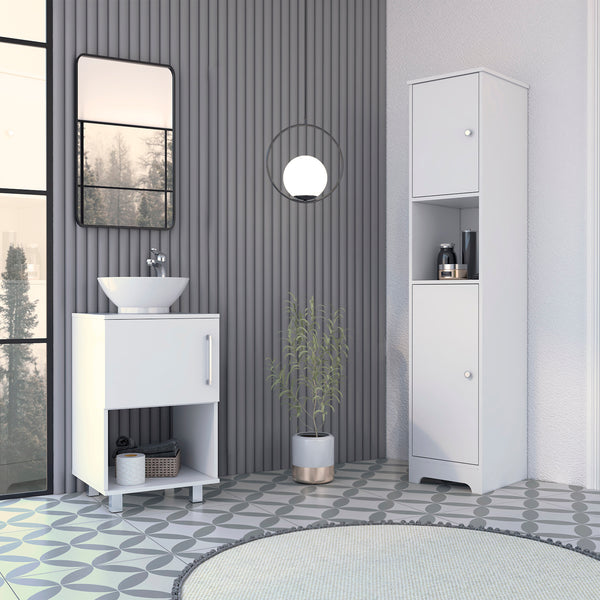 bathroom ibis  linen cabinet +  vanity- white