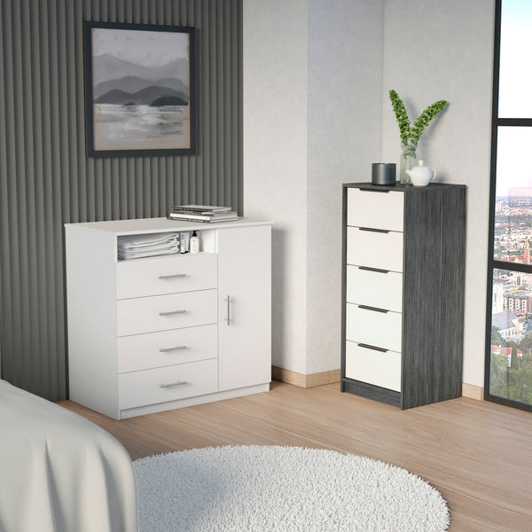 base bedroom peru  drawer cabinet w35 + drawer cabinet w17- white / smokey oak