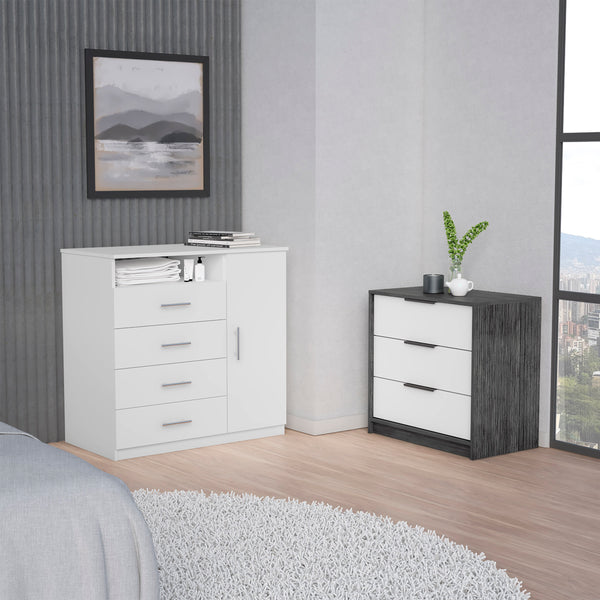 calera 2 piece bedroom set, white / smokey oak