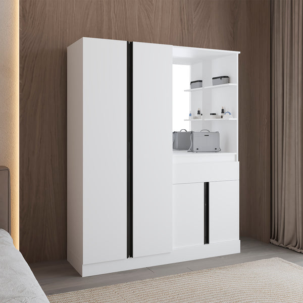 Kamelot Armoire With Double Doors, Hanging Rod And Interior Shelves