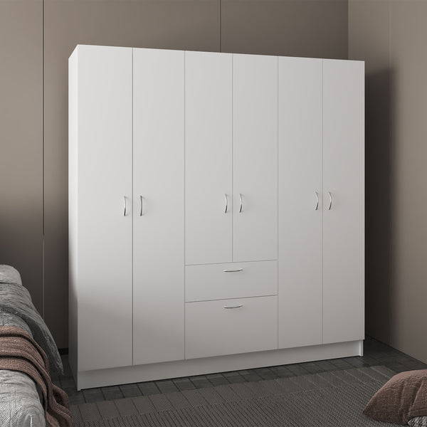 Mitu Six Doors Armoire, Seven Interior Shelves, One Drawer, Rod