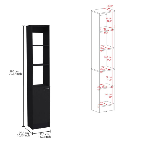 Parks Linen Bathroom Storage Cabinet with one Doors, Tall Bathroom Cabinet with 6 Shelves, for Bathroom, Living Room, Kitchen