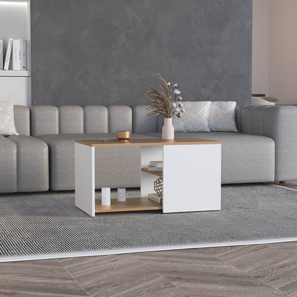 Adele 31" Wide Coffee Table with Three Shelves, Living Room, tables