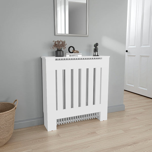 Radiator Cover Linn With Cabinet and Slatted Panel, Modern Home Furniture for Heating Units, Ventilated Decorative Enclosure