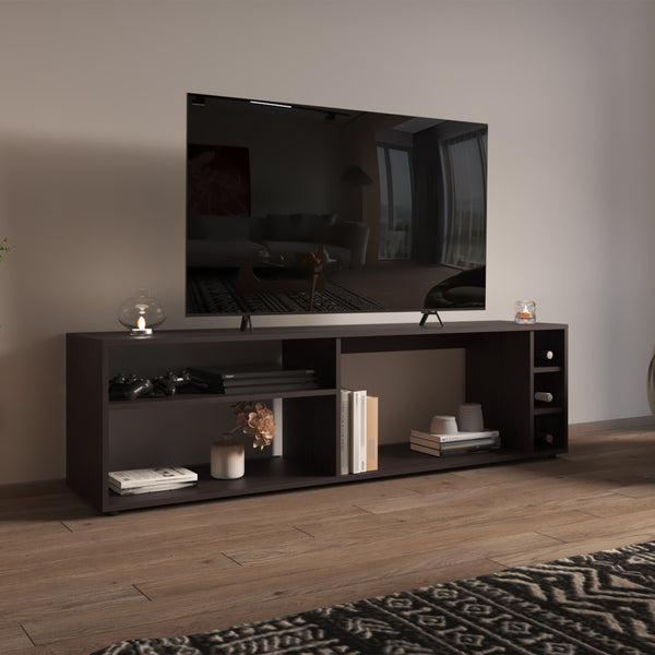 Suxta 63" Wide TV Stand with Bottle Cubbies White