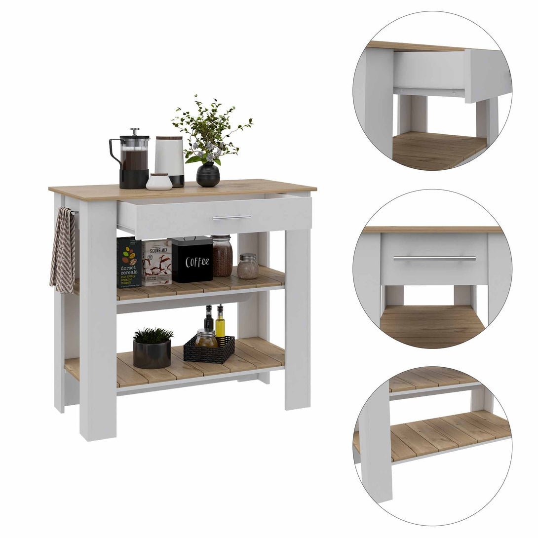 White-Light Oak Kitchen Island FM