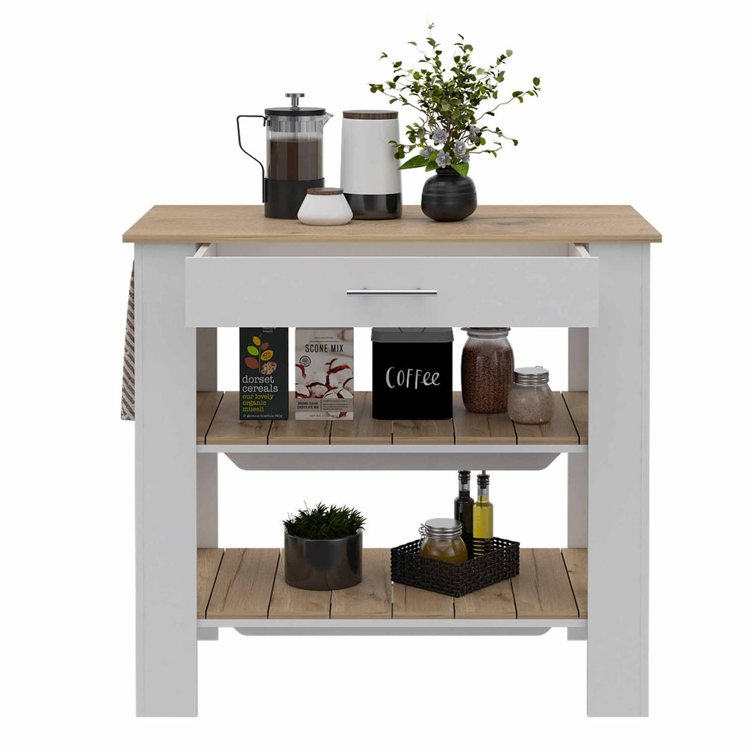 White-Light Oak Kitchen Island FM