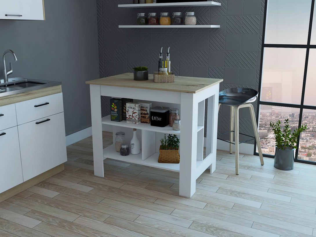 FM White Light Oak Kitchen Island