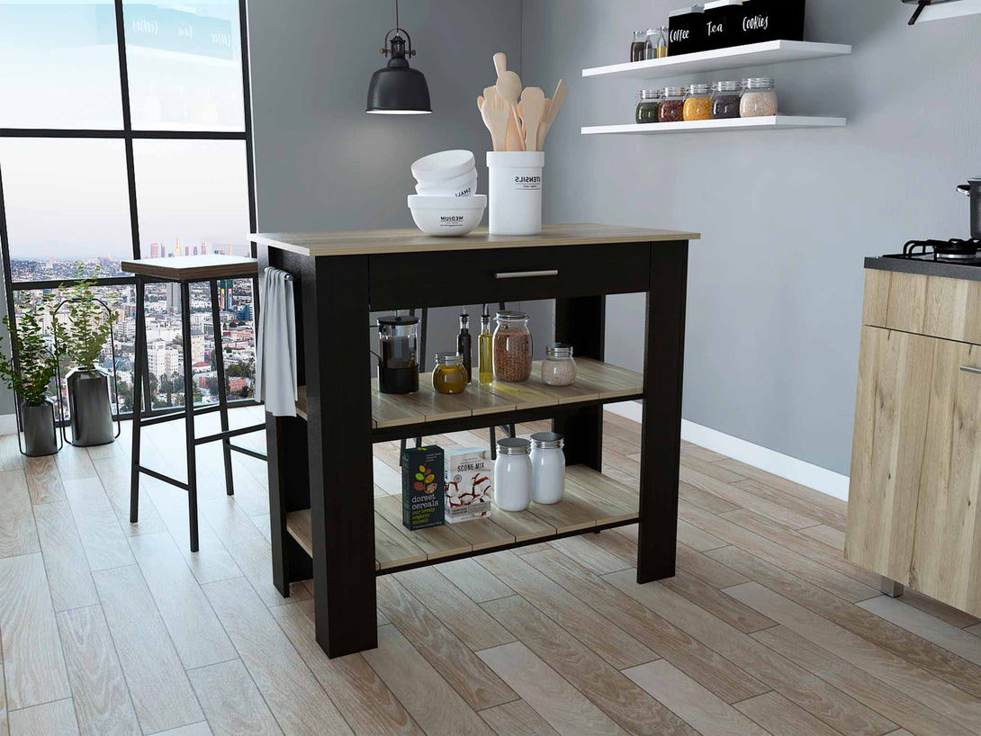 Black-Light Oak Kitchen Island FM