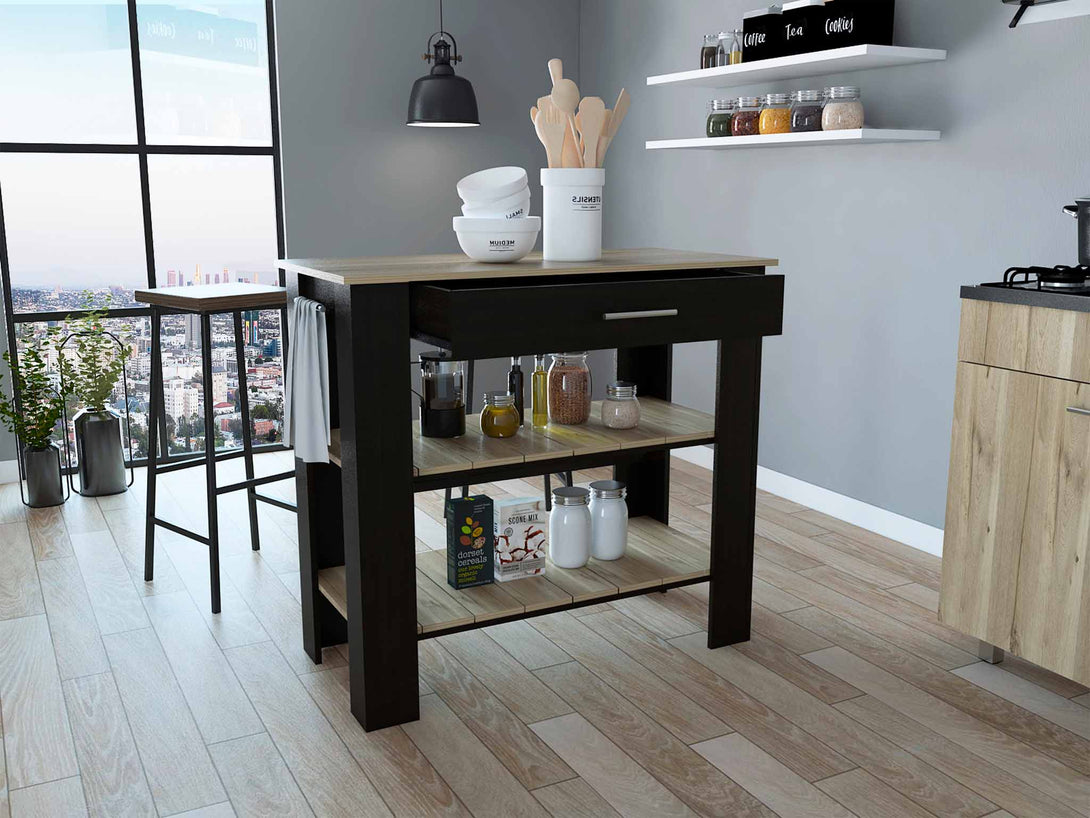 Black-Light Oak Kitchen Island FM