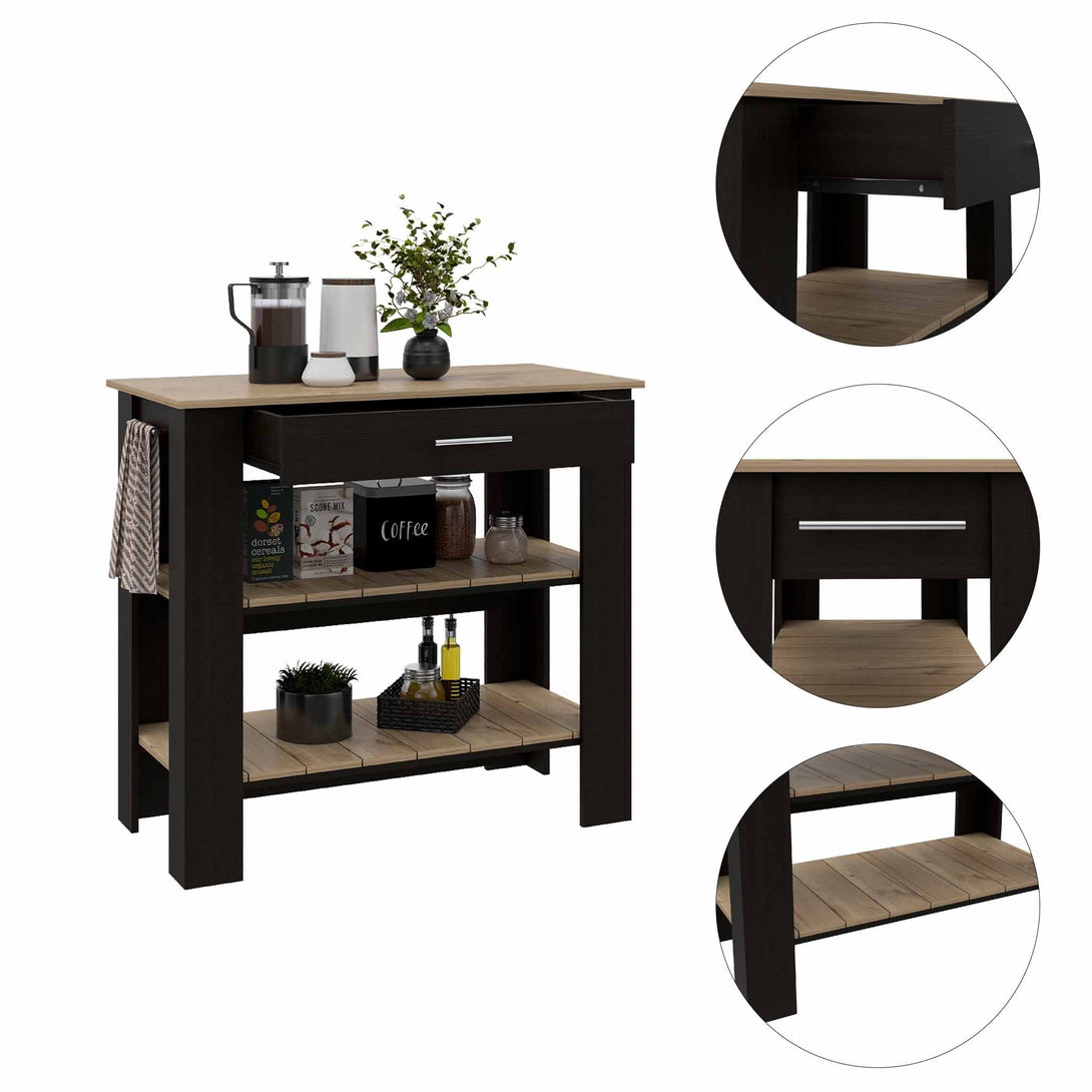 Kitchen Island FM Black-Light Oak