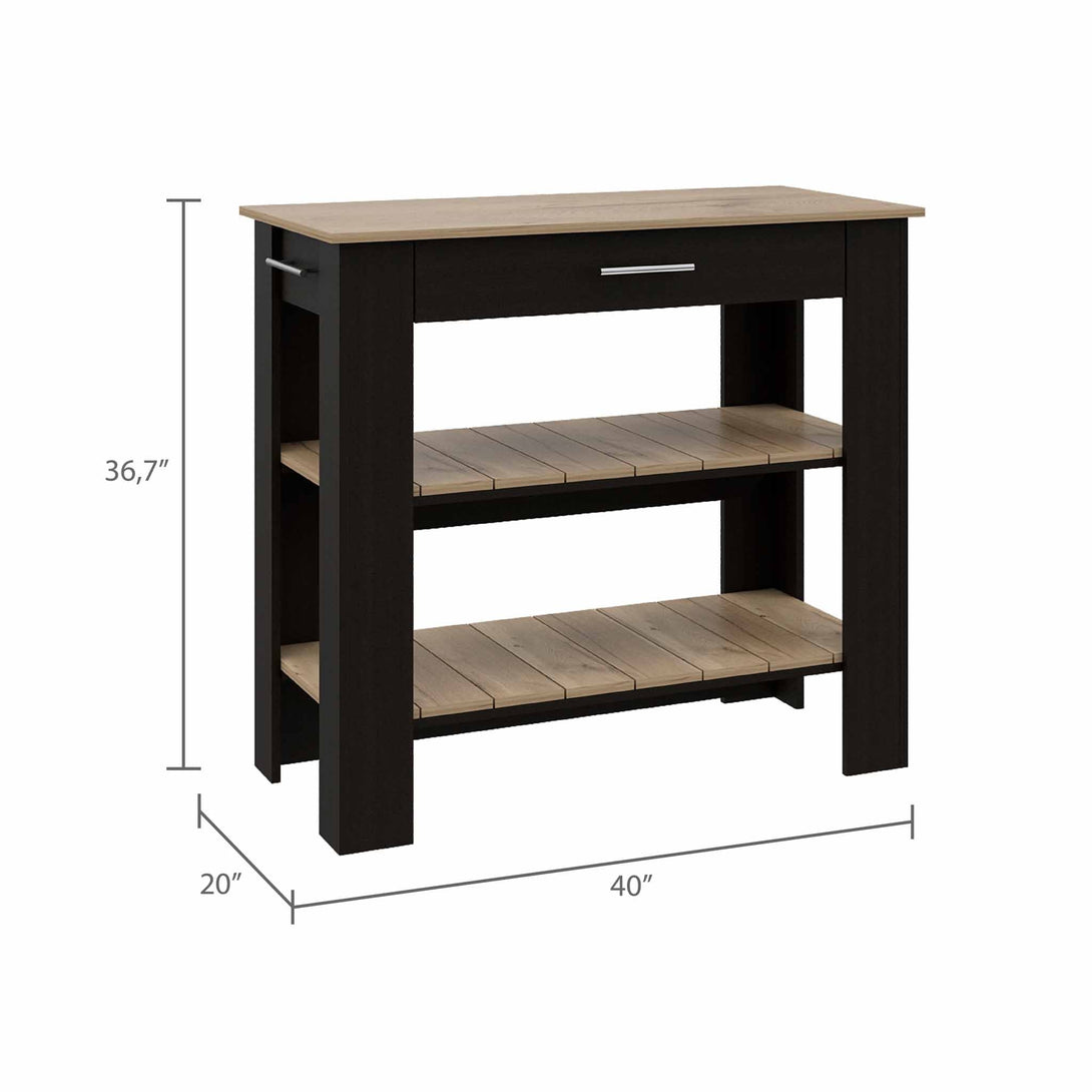 FM Black-Light Oak Kitchen Island