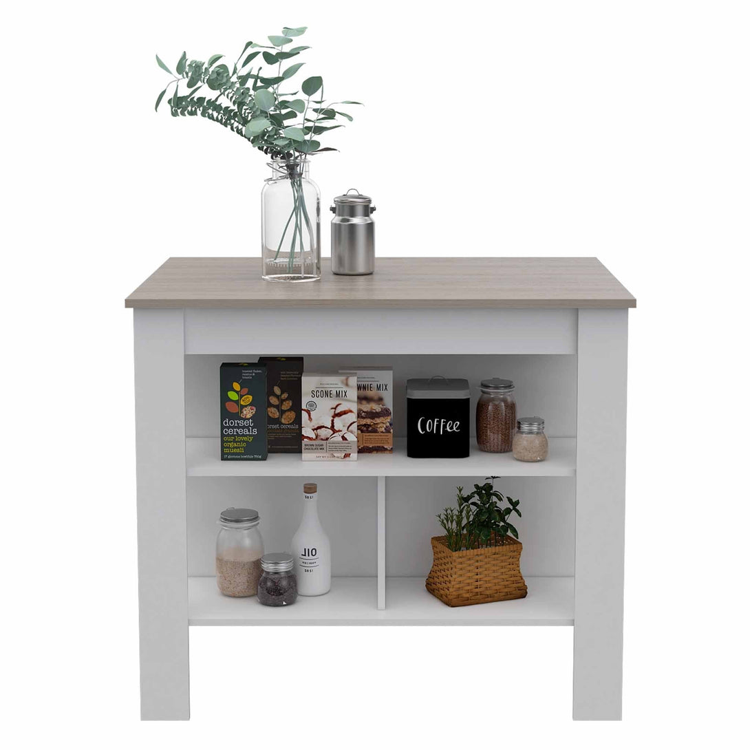 FM White Light Gray Kitchen Island