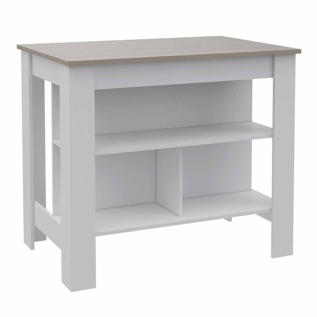 FM White Light Gray Kitchen Island