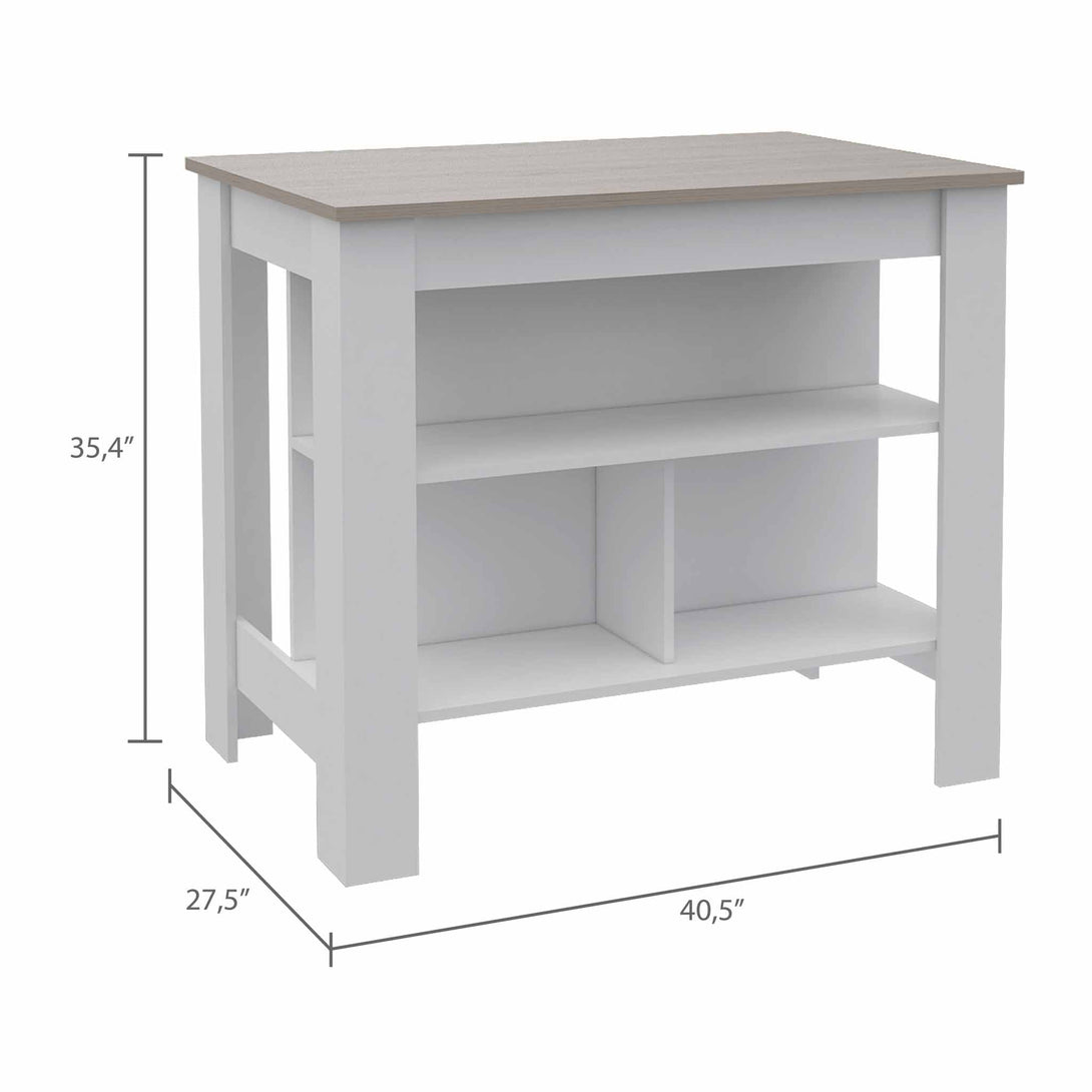 White Light Gray Kitchen Island FM