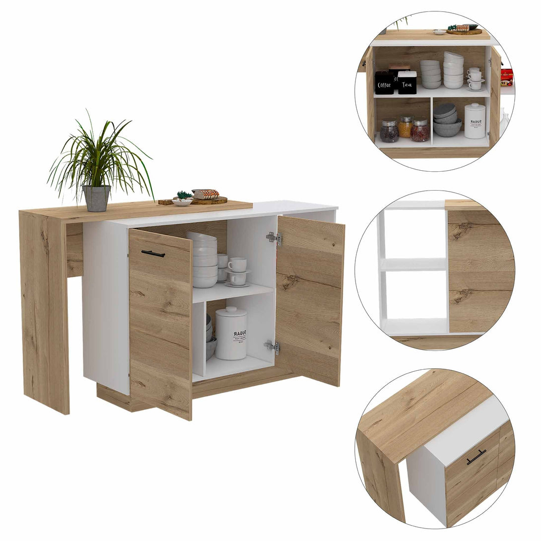 FM White-Light Oak Kitchen Island