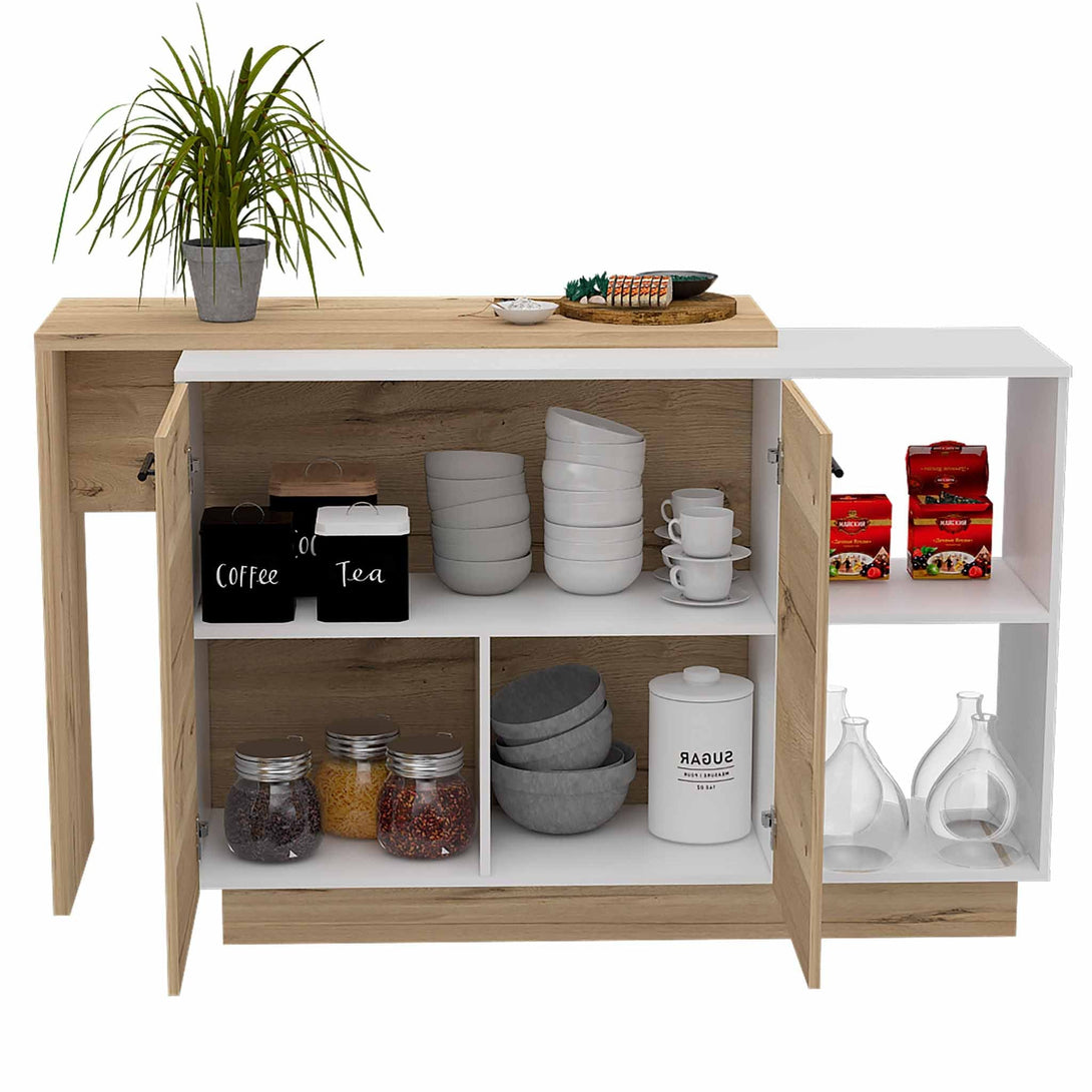 White-Light Oak Kitchen Island FM