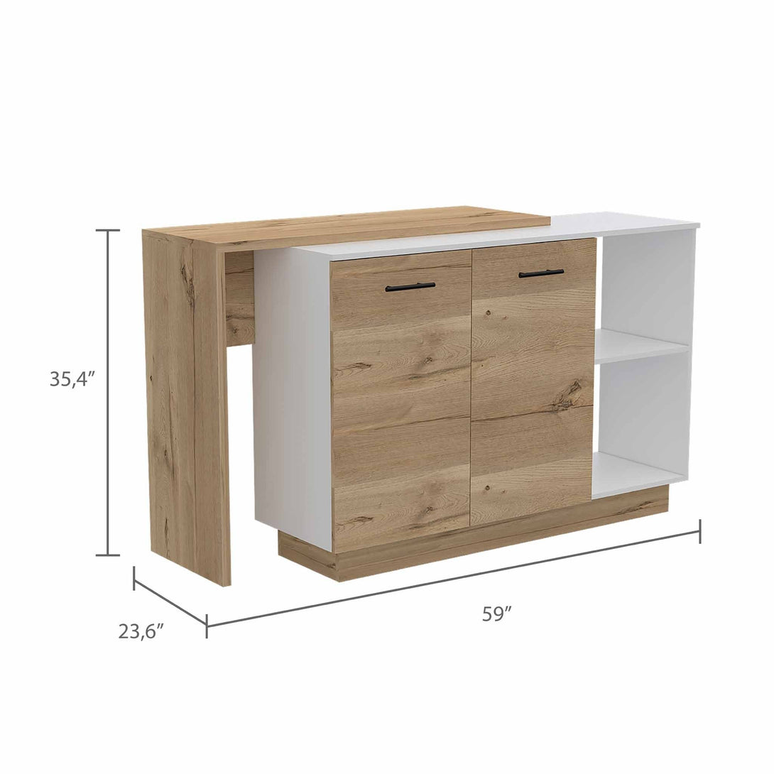 White-Light Oak Kitchen Island FM