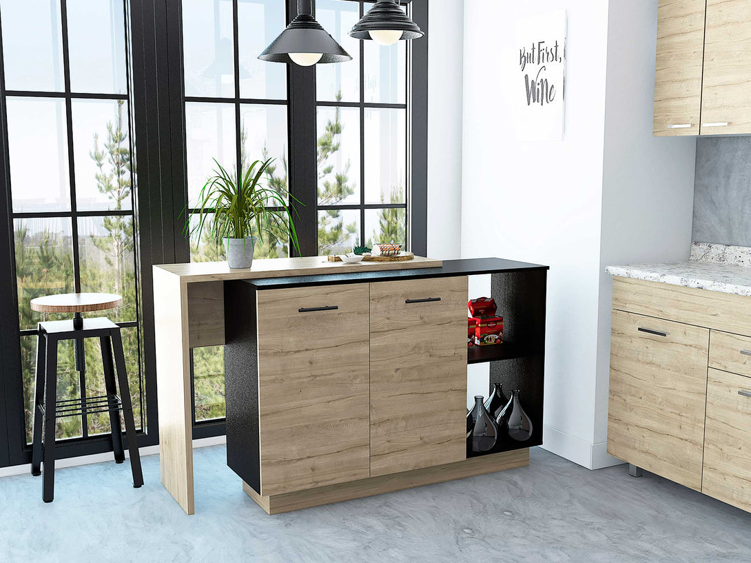 Black-Light Oak Kitchen Island FM