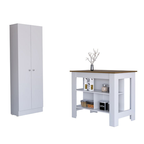 Charlotte 2 Piece Kitchen Set, White /Walnut