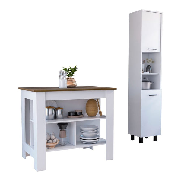 Houston 2 Piece Kitchen Set, White /Walnut