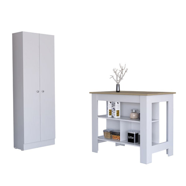 Charlotte 2 Piece Kitchen Set, White /Light Oak