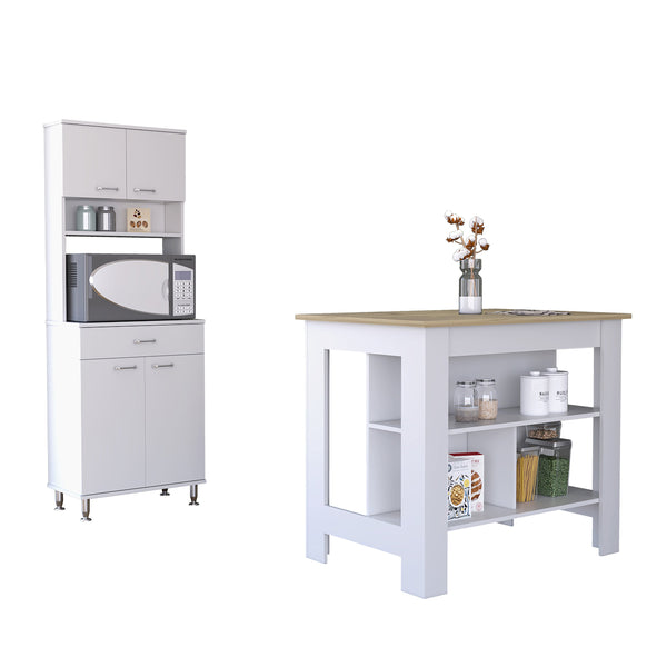 Cala 2 Piece Kitchen Set, White /Light Oak