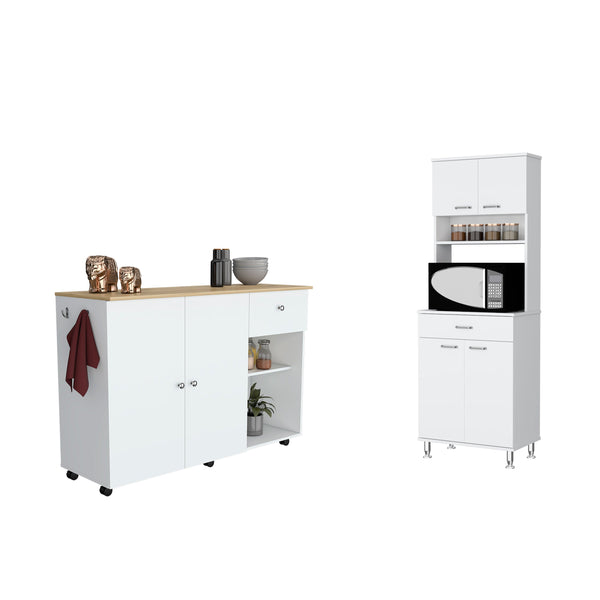 Campbell 2 Piece Kitchen Set, White / Light Oak