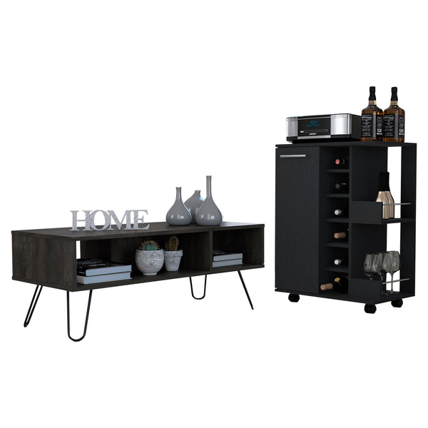 Vassel 2 Piece Living Room Set, Black /Espresso