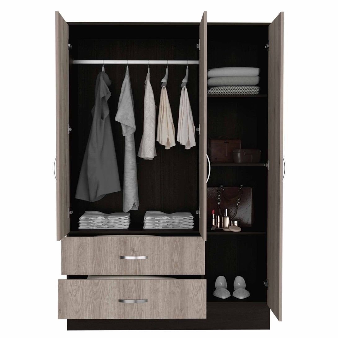 FM Black Wengue-Light Oak Armoire