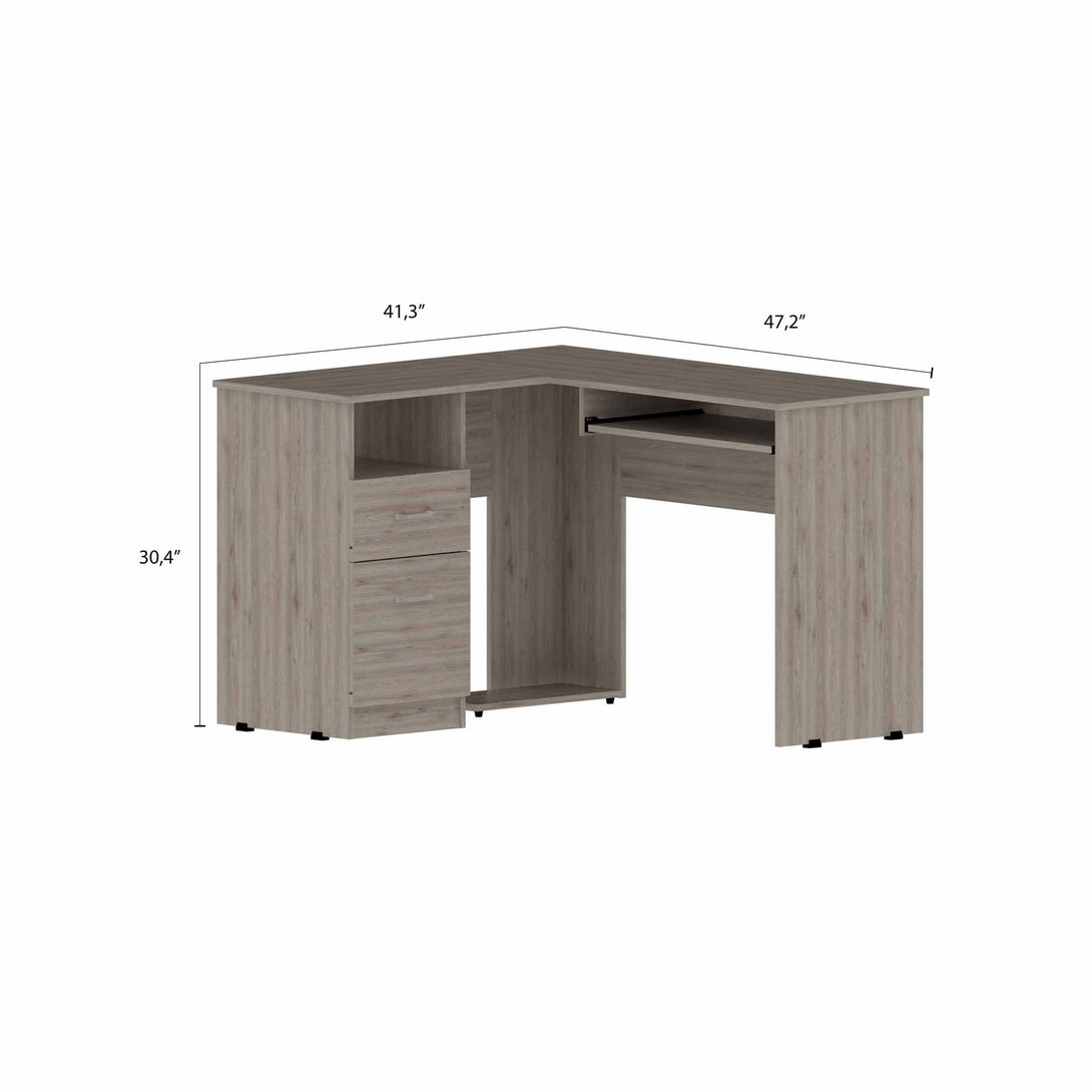 FM Light Gray L Shaped Desk